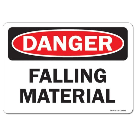 SIGNMISSION OSHA Danger Decal, Falling Material, 18in X 12in Decal, 12" H, 18" W, Landscape, Falling Material OS-DS-D-1218-L-19361
